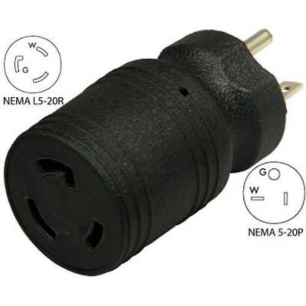 Conntek Conntek 30114, 20 to 20-Amp Locking Adapter with NEMA 5-20P to L5-20R, Black 30114
